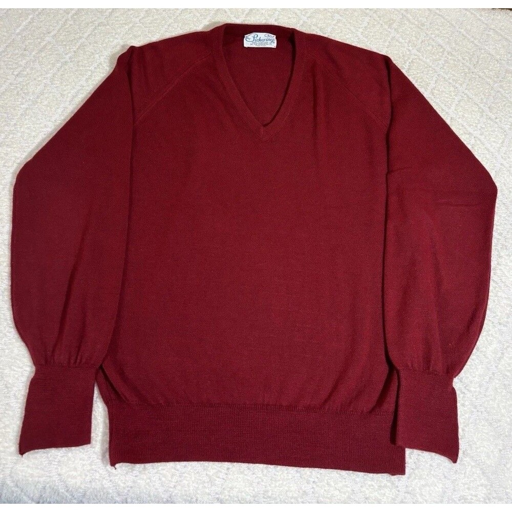 Vintage 90s Pickering Red V Neck Sweater USA Made Mens Size L
